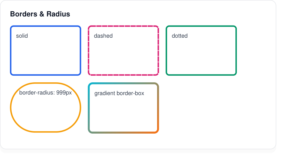 Border styles rendered by PDFMaker